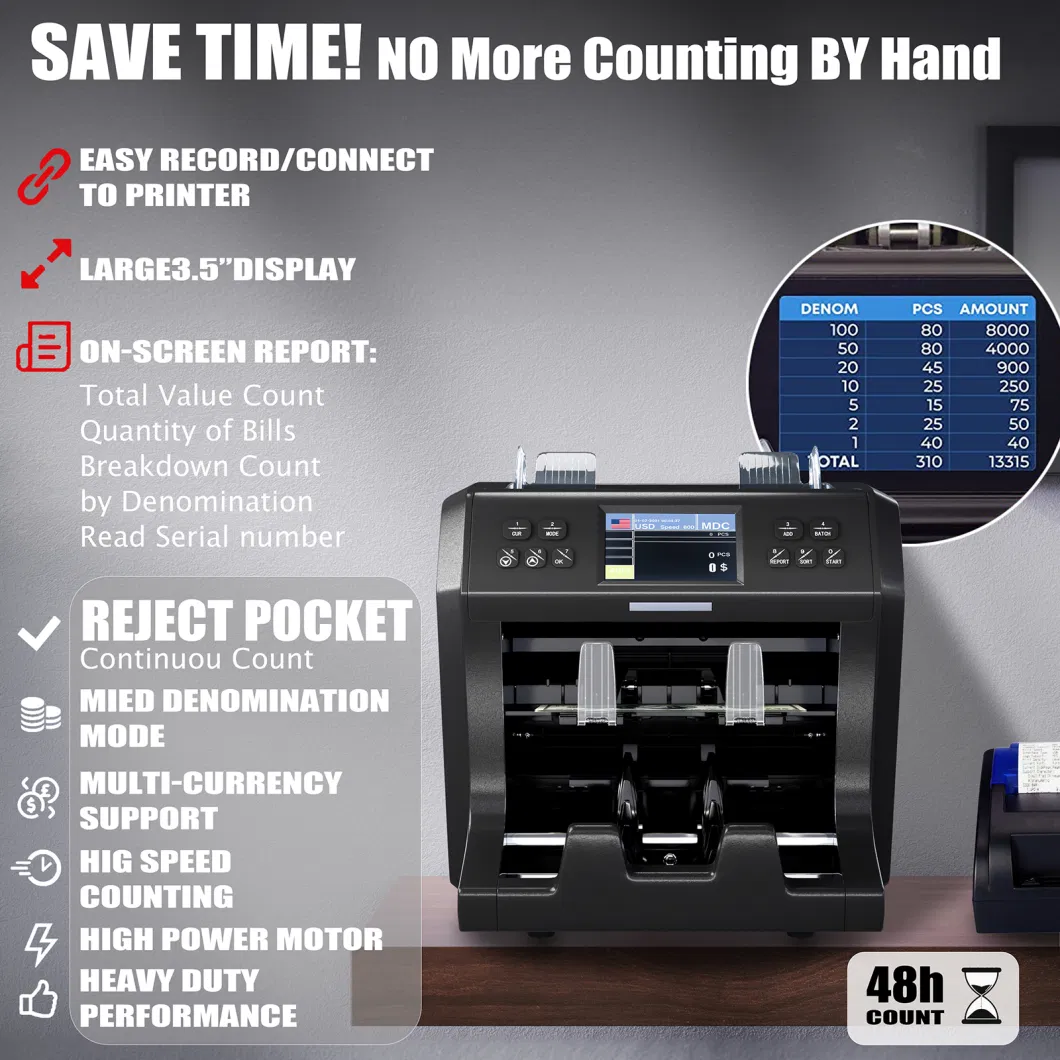 Smart UV Mg IR Cis Value Bill Counting Machine Banknote Counter